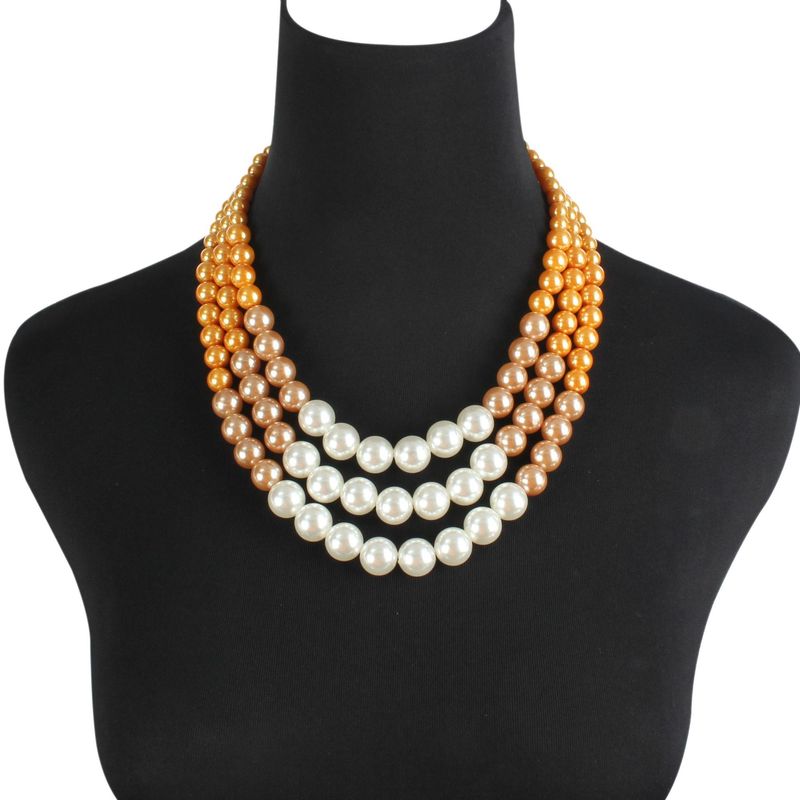 Multi Layer Pearl Fashion Dobbelt Pearl Halskæde Cross Border Sweater Chain Halskæde tilbehør_voghion.com