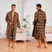 Summer And Autumn Printed Men's Nightgown Shorts Set Ice Silk Bathrobe Loungewear_voghion.com
