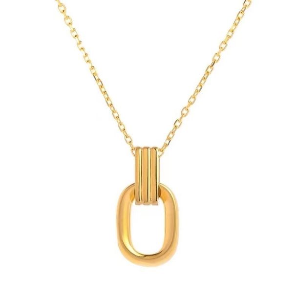 Geometric Double Ring Titanium Steel Necklace Women's Light Luxury Niche Design Pendant Clavicle Chain Neck Chain_voghion.com