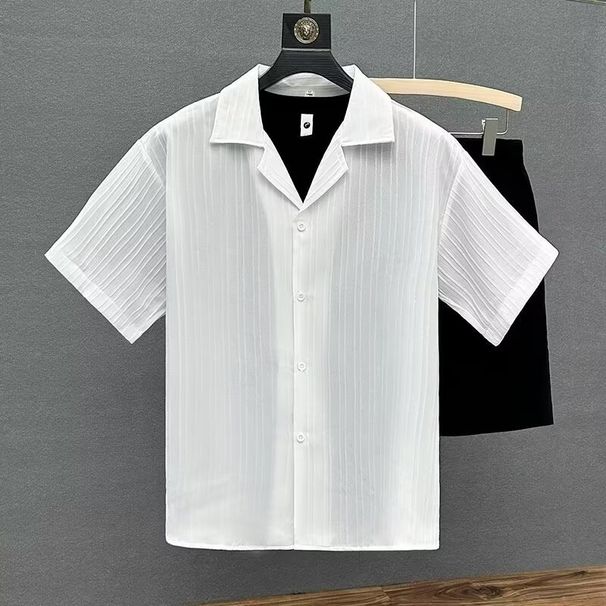 Miesten huippuluokan jääsilkkipaita, lyhythihainen, kesämuotibrändi, rento Pi Shuai -puolihihainen paita, trendikäs puolihihainen paita_voghion.com