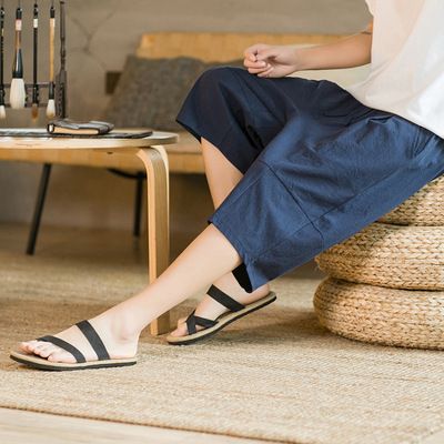 Herren Sommer Neue Casual Baumwolle und Leinen Außenhandel Feste Farbe Nähte Strand Hosen_voghion.com