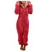 Women's Autumn And Winter Fleece Thickened Fluffy Jumpsuit Home Hooded Bear Pajamas_voghion.com