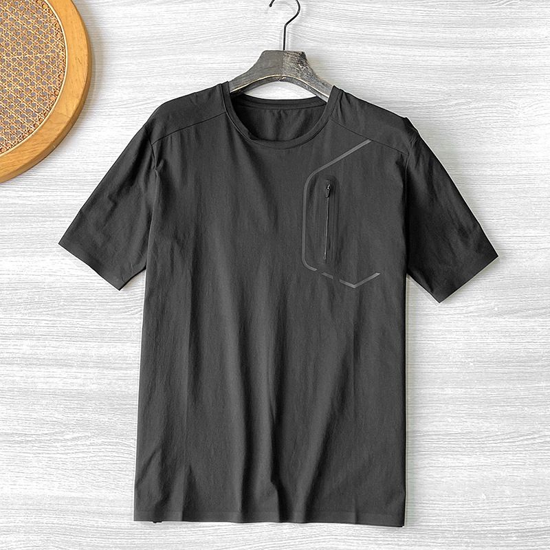 Funktion der Herrenbekleidung! Laminierprozess! Schnelltrocknendes, atmungsaktives, sportliches, lässiges Kurzarm-T-Shirt für Herren im Sommer_voghion.com