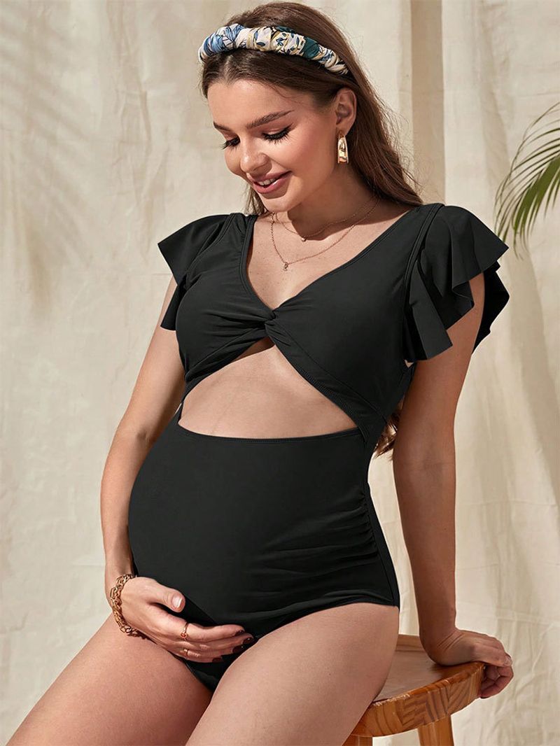 Costume da bagno premaman da donna 2025, nuovo costume da bagno intero a maniche corte, ampio e coprente, tinta unita_voghion.com