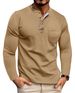 Maglietta Henley a maniche lunghe da uomo - Misto cotone traspirante, t-shirt casual con scollo rotondo e design a blocchi di colore per l'uso quotidiano_voghion.com