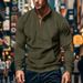 Men's Clothing Corduroy Casual Sweatshirt With Stand Collar & Patch Pockets - Lightweight Long Sleeve Pullover For Spring/Autumn (Black, Army Green)_voghion.com