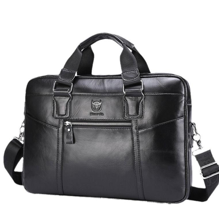 Captain Niu Leather Large Capacity Laptop Briefcase Top Layer Cowhide One Shoulder Crossbody Retro Business Bag_voghion.com
