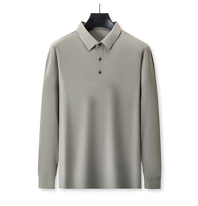Herrenbekleidung 100 % Maulbeerseide Freizeitanzug Herren Leichter Luxus Business Hochelastischer Eisseide Langarm Zweiteiliger Anzug Nahtloses Revers POLO-Shirt_voghion.com