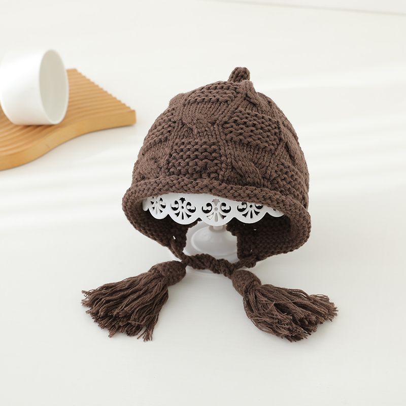 Girls' hats, warm and thickened in autumn and winter, cute tassels, woolen knitted hats, children's ear protection, windproof, men's fashion_voghion.com