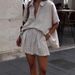 Women's Clothing Striped Short Sleeved Shirt And Shorts Suit Loose Single Breasted Top High Waist Shorts Two Piece Suit_voghion.com
