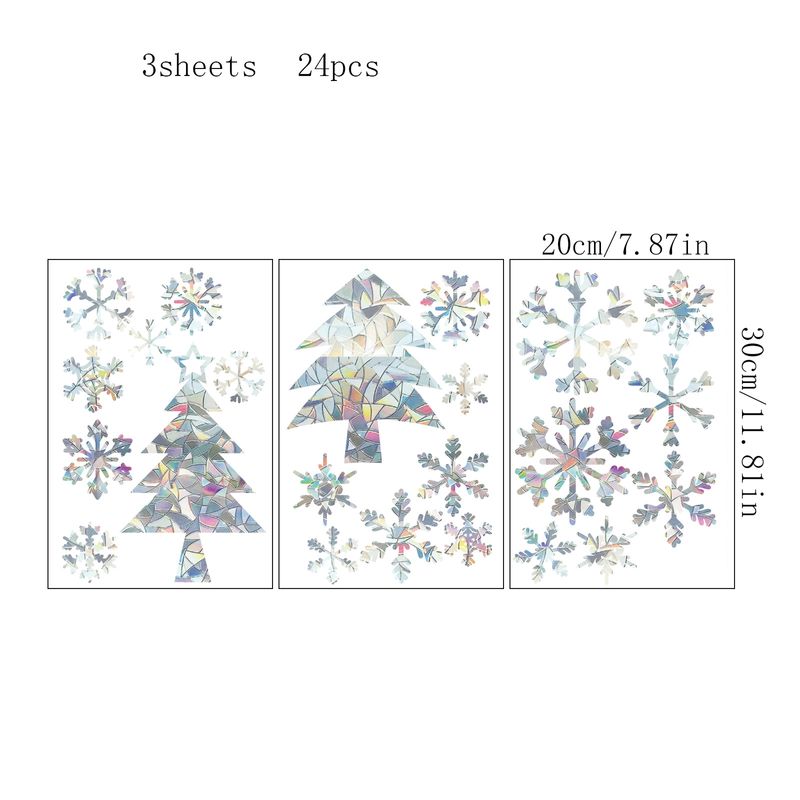 Nieuwe sneeuwvlokken, kerstbomen, zonnevangers, kleurrijke regenboogprisma's, elektrostatische stickers, etalages,_voghion.com
