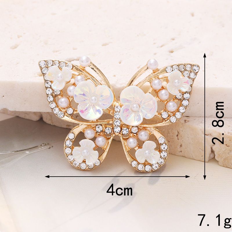 1 Piece 2*2.8CM 3.5*3.8cm 4*2.8cm Alloy Artificial Pearls Rhinestones Flower Butterfly DIY Ornament Accessories Phone Case Stick-on Crystals Material_voghion.com
