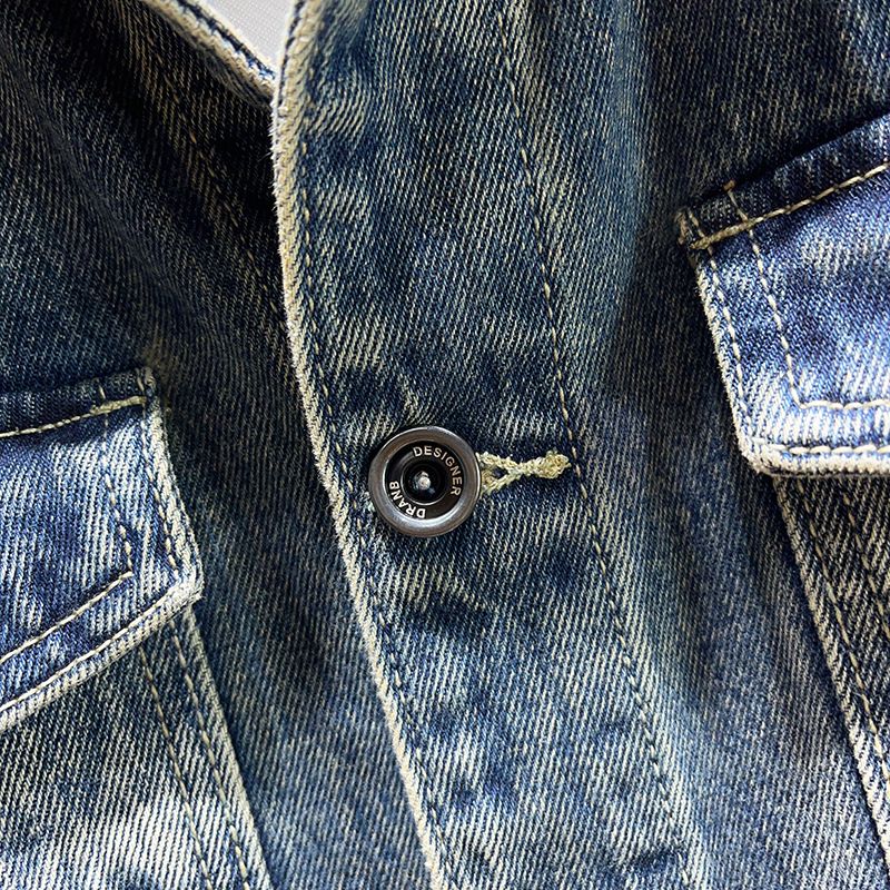 Suitable For All Seasons Light Embroidered Denim For Men, Spring And Autumn Style, Trendy Streetwear, Stylish Classic Versatile Slim Fit_voghion.com