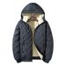 Giacca invernale con cappuccio da uomo foderata in pile - Cappotto ampio e spesso con fodera in sherpa per climi estremamente freddi (nero/grigio, disponibile in taglie forti)_voghion.com