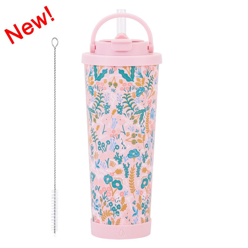 Thermoses New 830ml Large Capacity Thermos Cup With Convenient Handle, Double Drinking Cup With Large Hole Printed Straw Water Cup_voghion.com