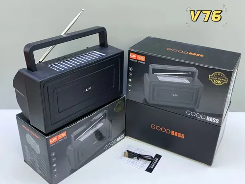 New LP-V76 solar Bluetooth outdoor high-power subwoofer portable handheld radio speaker_voghion.com
