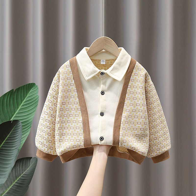 Jongensjas Lente- en herfststijl Baby herfstkleding Kleine jongenskinderen laten twee vesten achter_voghion.com