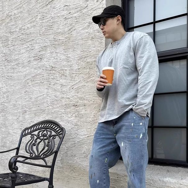 Unbeatable Quality Hardcore Amikaji Henley Collar Long Sleeved T-shirt For Men's Spring Autumn Sports, Simple And Casual Inner Layer Bottom_voghion.com