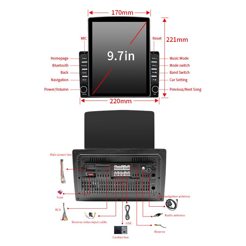 Suitable for Toyota RAV4 vertical screen car navigation system Android large screen 9.7 inch reversing image central control display_voghion.com