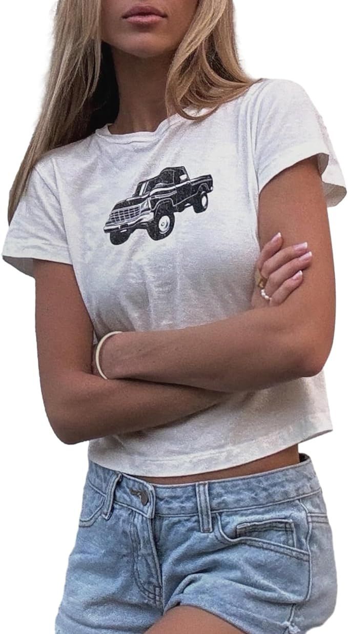 Maglietta in cotone colorato con stampa carina per donna_voghion.com