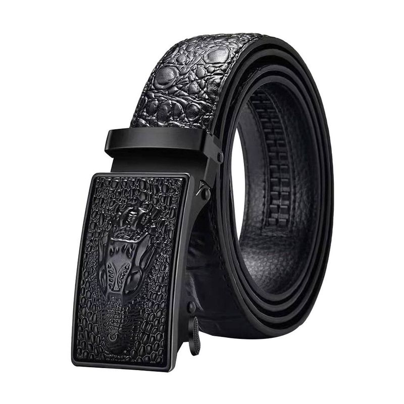 HOT Men's Automatic Buckle Waistband Business Casual Crocodile Pattern Leather Belt_voghion.com