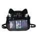 Millennial JK Hot Girl Pain Double Large Capacity Mechanical Transparent Cute Cat Badge Grain Single Shoulder Crossbody_voghion.com