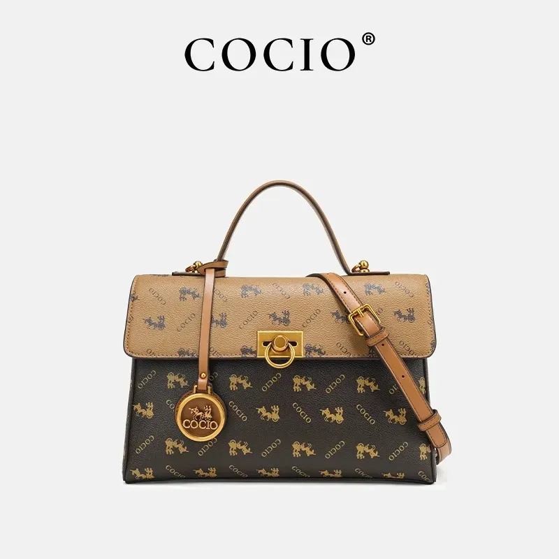 COCIO Designer New Letter Printed Shoulder Simple And Versatile Vintage Handbag Casual Classic Messenger Bag_voghion.com