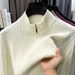 Herren-Strickpullover, dick, halbhoch geschnitten, mit Reißverschluss, lässig, lockere Passform, für Herbst/Winter_voghion.com