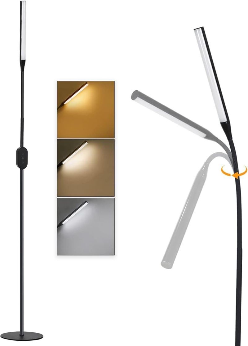 LED Stehlampe Standleuchte Leselampe - 178CM Dimmbar Büro Standlampe Schlafzimmer Schwarz Modern Touch 9W Lesestehlampe Mit Timer Und Memory Funktion_voghion.com
