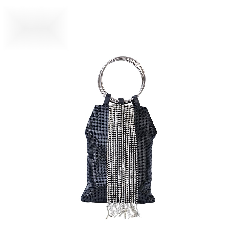 2024 neue tragbare Quastentasche aus Aluminiumblech für Abendgarderobe, Bankett-Damentasche, Paillettenhandtasche_voghion.com
