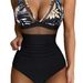 Damenbekleidung Einteiliger Badeanzug Weiblicher Hohler Netzstoff Tiefes V Geraffter Durchsichtiger Bikini_voghion.com