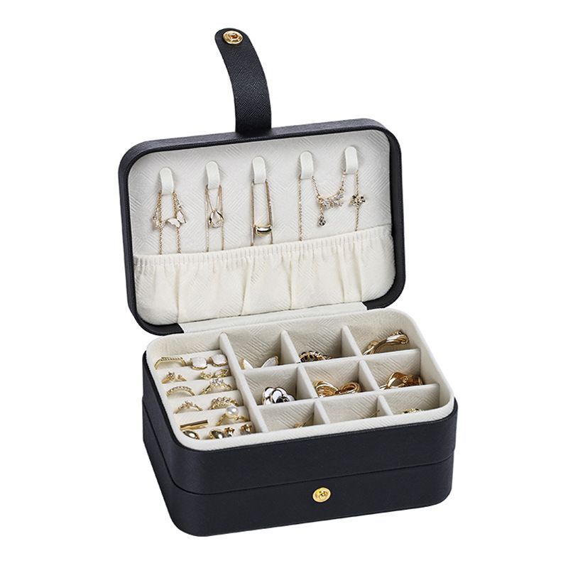 Caja de almacenamiento de gran capacidad, espejo, aretes de múltiples capas, joyas de anillo, collar, caja de joyería de lápiz labial_voghion.com