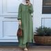 Elegant Muslim Women's Two-Piece Set - Long Sleeve Blouse & Wide Leg Pants - Modest Islamic Fashion For Spring & Autumn_voghion.com