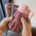 Autumn And Winter Gloves Women's Wool Knitted Double-layer Velvet Thickened Five-finger Touch Screen Wind-proof, Warm-keeping And Cold-proof Gloves_voghion.com