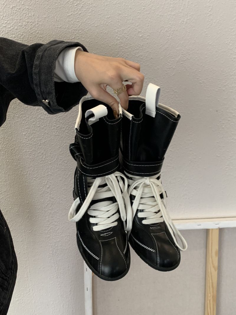 Women Boxing Boots Inner Height Increase Niche Design Boxing Lace-Up Training Women's Early Autumn Short Boots_voghion.com