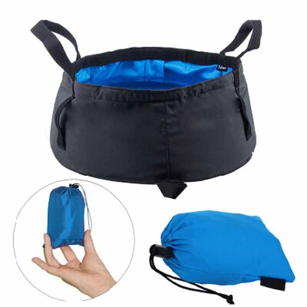 Praktikus kültéri túrázás kempingezés horgászat összecsukható nejlon vödör utazás hordozható tároló vízvödrök többfunkciós mosóeszköz_voghion.com