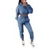 Women's Clothing Trendy Streetwear Ribbed Knit Crop Top & Jogger Set - Sexy Comfort Fit, Thickened Warmth, Casual Two-Piece Outfit (Ocean Green)_voghion.com