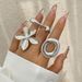 Chunky Dome Ring for Women Gold Silver Minimalist Twisted Ring Stacking Statement Adjustable Open Ring Band_voghion.com