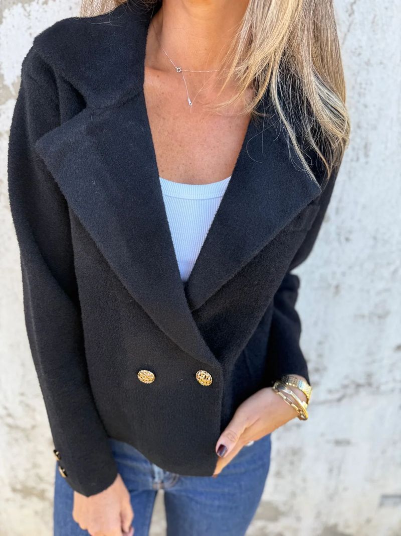 Blazer en laine pour femme - Manteau oversize à revers crantés pour l'automne et l'hiver (beige/noir/bordeaux/jaune/marron)_voghion.com