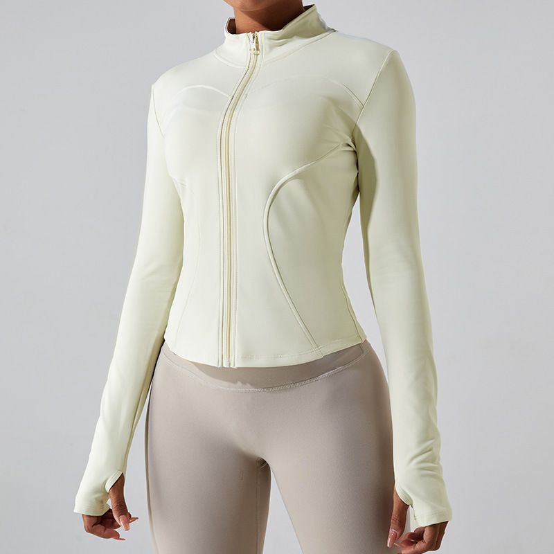 Chaqueta deportiva de yoga de terciopelo, cálida y de manga larga, ajustada, para mujer, para otoño e invierno, ropa de fitness_voghion.com