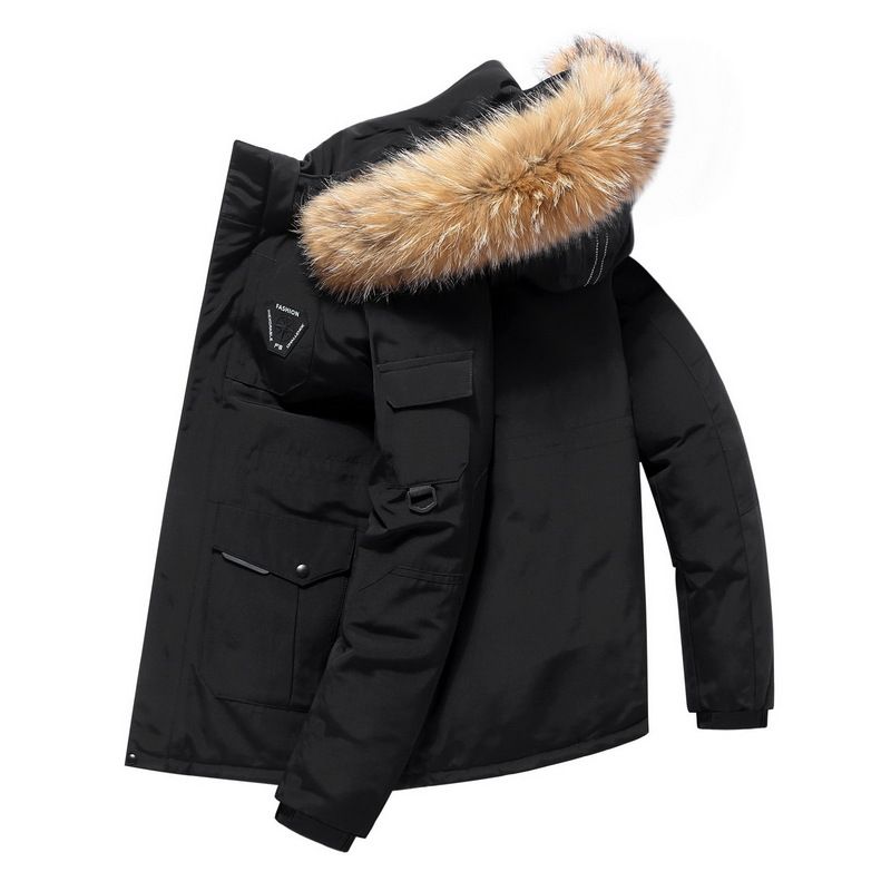 Piumino invernale da uomo con cappuccio staccabile, antivento e termico, piumino d'anatra con potere riempitivo 600, per freddo estremo, vestibilità ampia, tasche_voghion.com