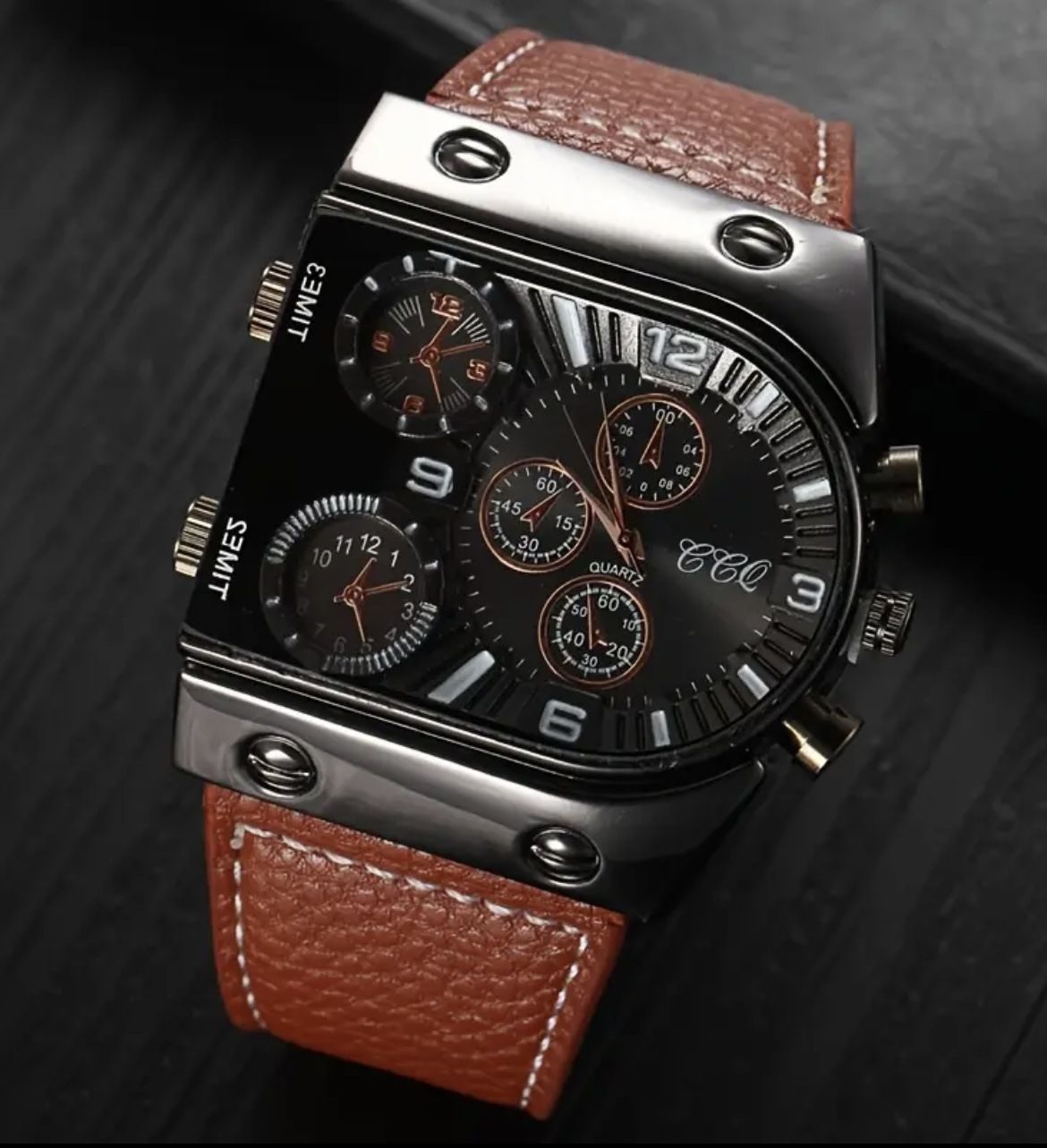 Extra Large Oval Dial Belt Model 9315 Three Movements Quartz Watch_voghion.com