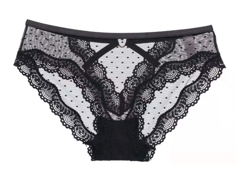 Damenbekleidung Liebe Metallknopf Mesh Transparente Slips Girly Herz Holzohrhöschen Sexy Spitze Hohl T-Back_voghion.com