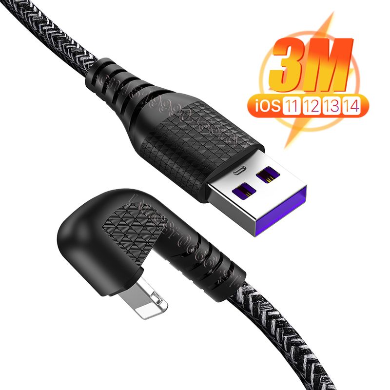 Degree 180 USB Charger Cable For iPhone 13 12 11 Pro Max XS XR X 8 7 6 iPad 2A Fast Charging Phone Data Cable_voghion.com