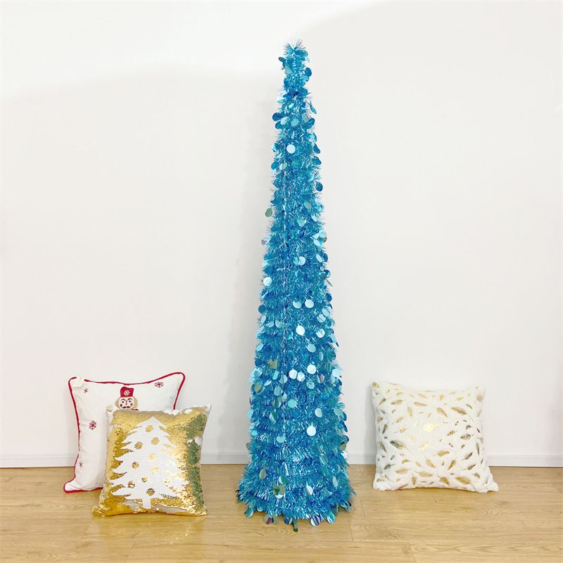 Christmas 150cm folding tree solid color folding decoration tree retractable folding PVC Christmas tree fur strips tree_voghion.com