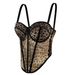 Women's Clothing Sexy Leopard Dot Pattern Splicing Bra Suspenders High End Inner Mesh Lace See Through Outer Wear Herringbone Bra_voghion.com