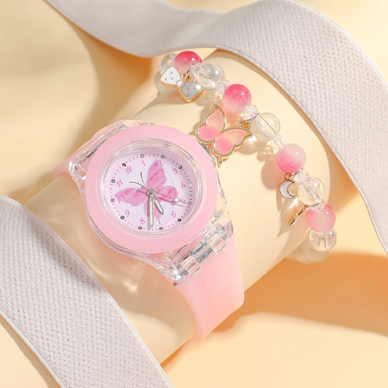 Nuovo orologio per bambini con motivo a farfalla, orologio da cartone animato, orologio in silicone colorato con bracciale a farfalla_voghion.com