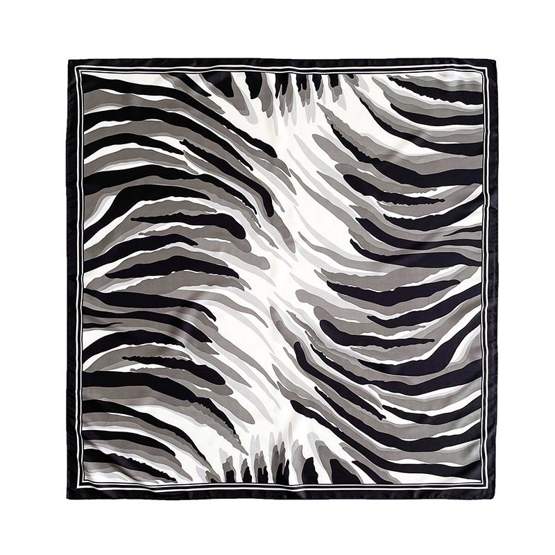 Summer Zebra Pattern Fashion Personality Exotic Women's Sunshade and Sunscreen Simulation Silk Twill Neck Square Scarf_voghion.com