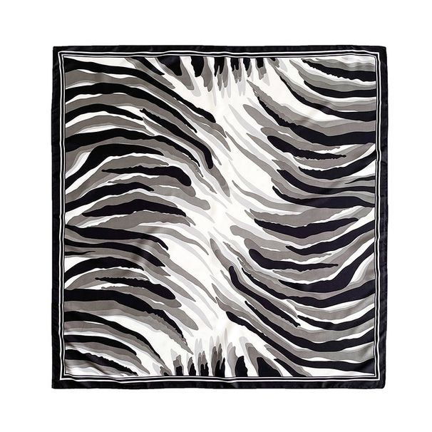 Summer Zebra Pattern Fashion Personality Exotic Women's Sunshade and Sunscreen Simulation Silk Twill Neck Square Scarf_voghion.com