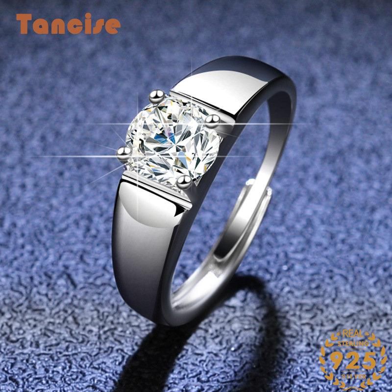Tancise Man Classic Moissanite Anello in argento Gioielli da donna Promessa di nozze Regalo per feste_voghion.com